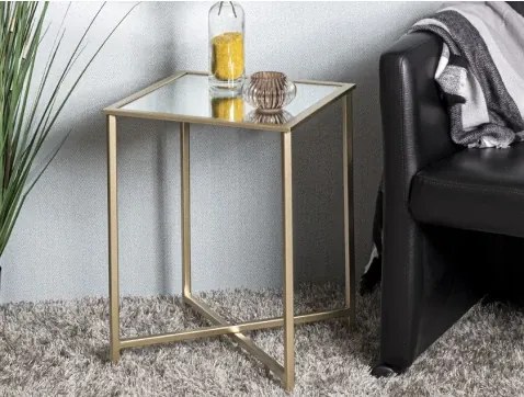 Štvorcový odkladací stolík Lagos 39x39 cm, zlatý%