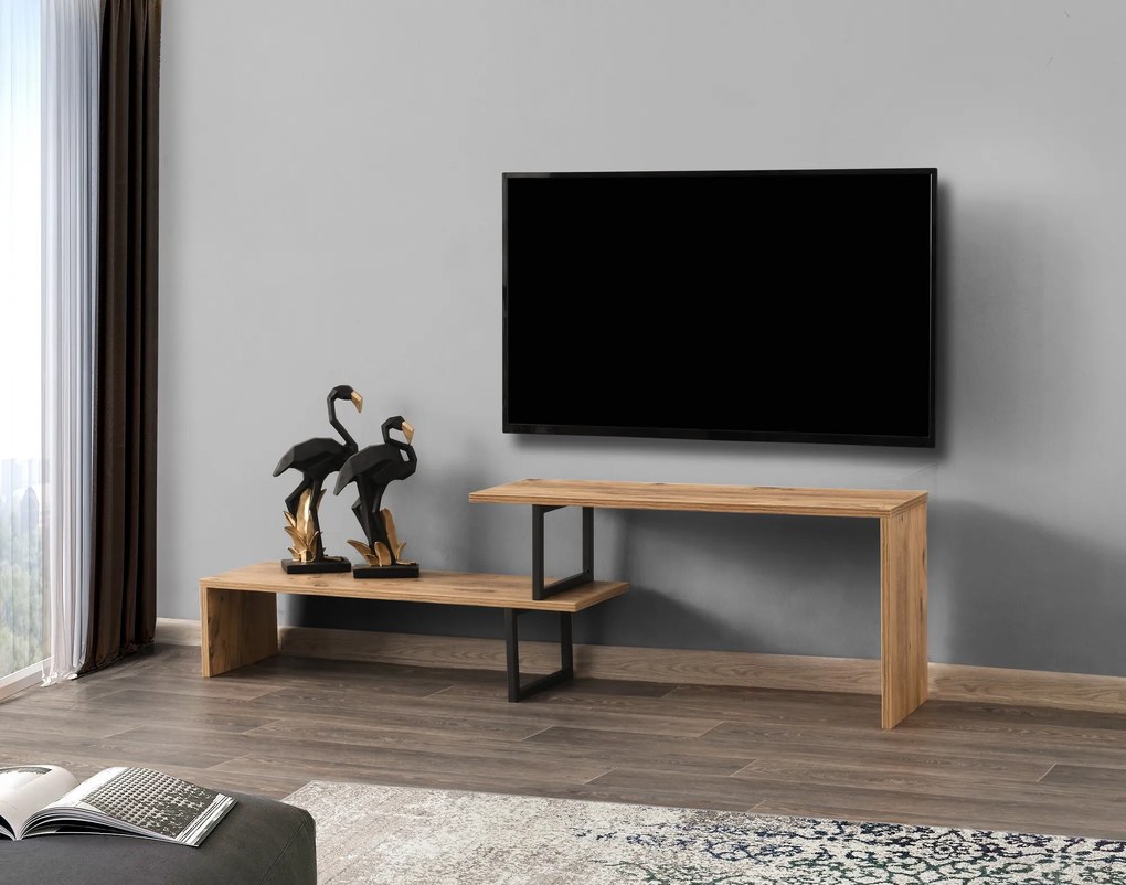 TV stolík/skrinka Ornelia (Čierna + Borovica). Vlastná spoľahlivá doprava až k Vám domov. 1072074