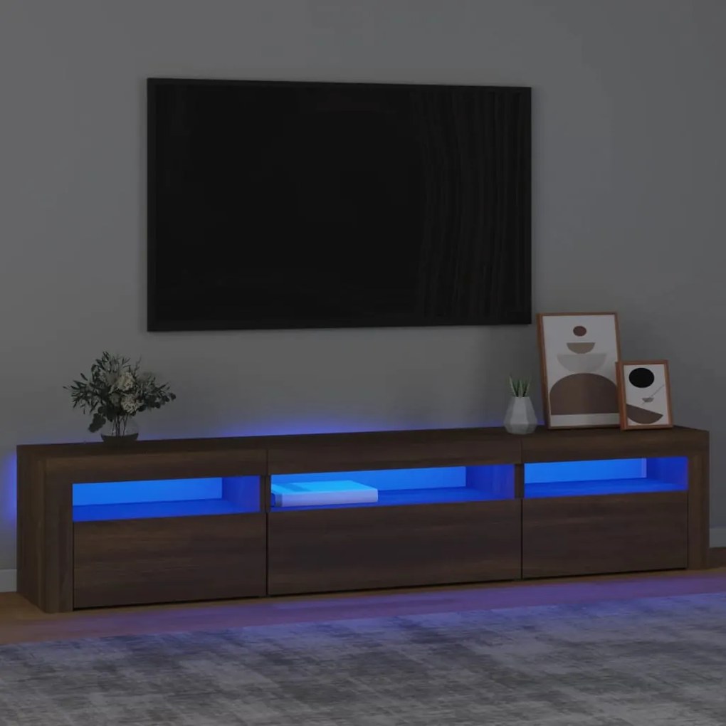 TV skrinka s LED svetlami hnedý dub 195x35x40 cm
