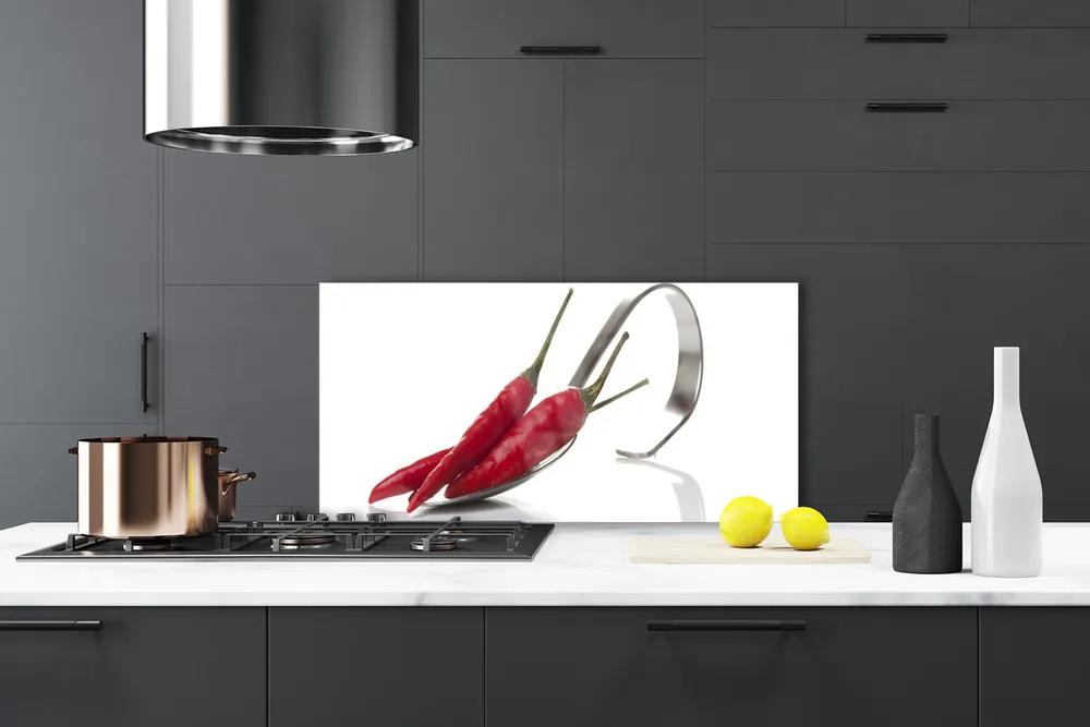 Sklenený obklad Do kuchyne Chilli lyžica kuchyňa 125x50 cm
