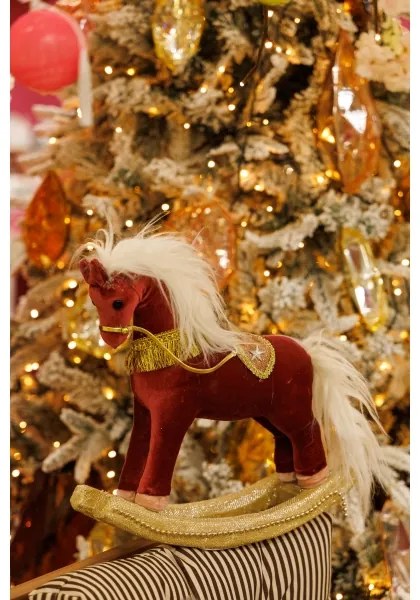 Vianočná dekorácia 31 cm hojdací koník