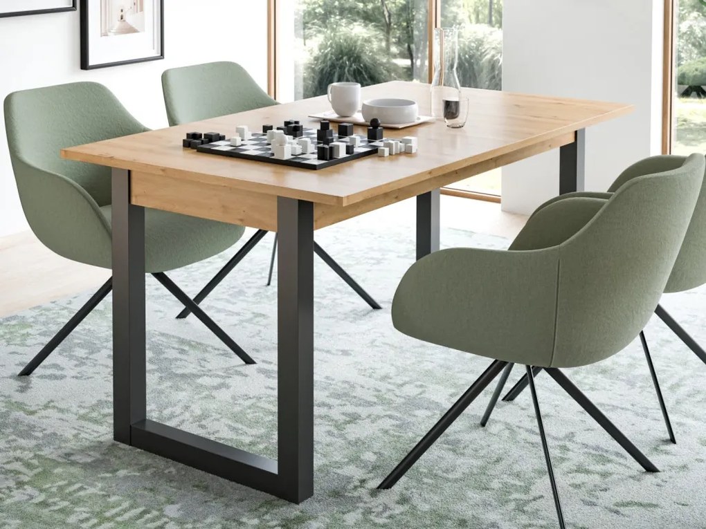 Rozkladací jedálenský stôl Seattle 150x90 cm, dub artisan/antracit