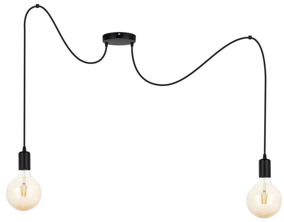 Luster na lanku MIROS 2xE27/60W/230V pavúk čierna