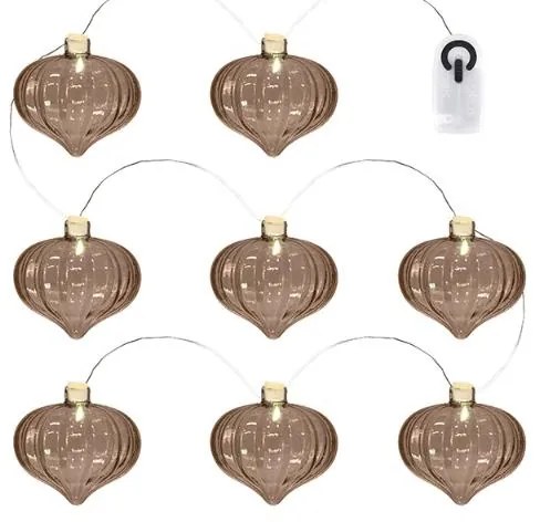 SIRIUS LED dekorativní řetěz, skleněné lampiony, hnědé, 1,5m