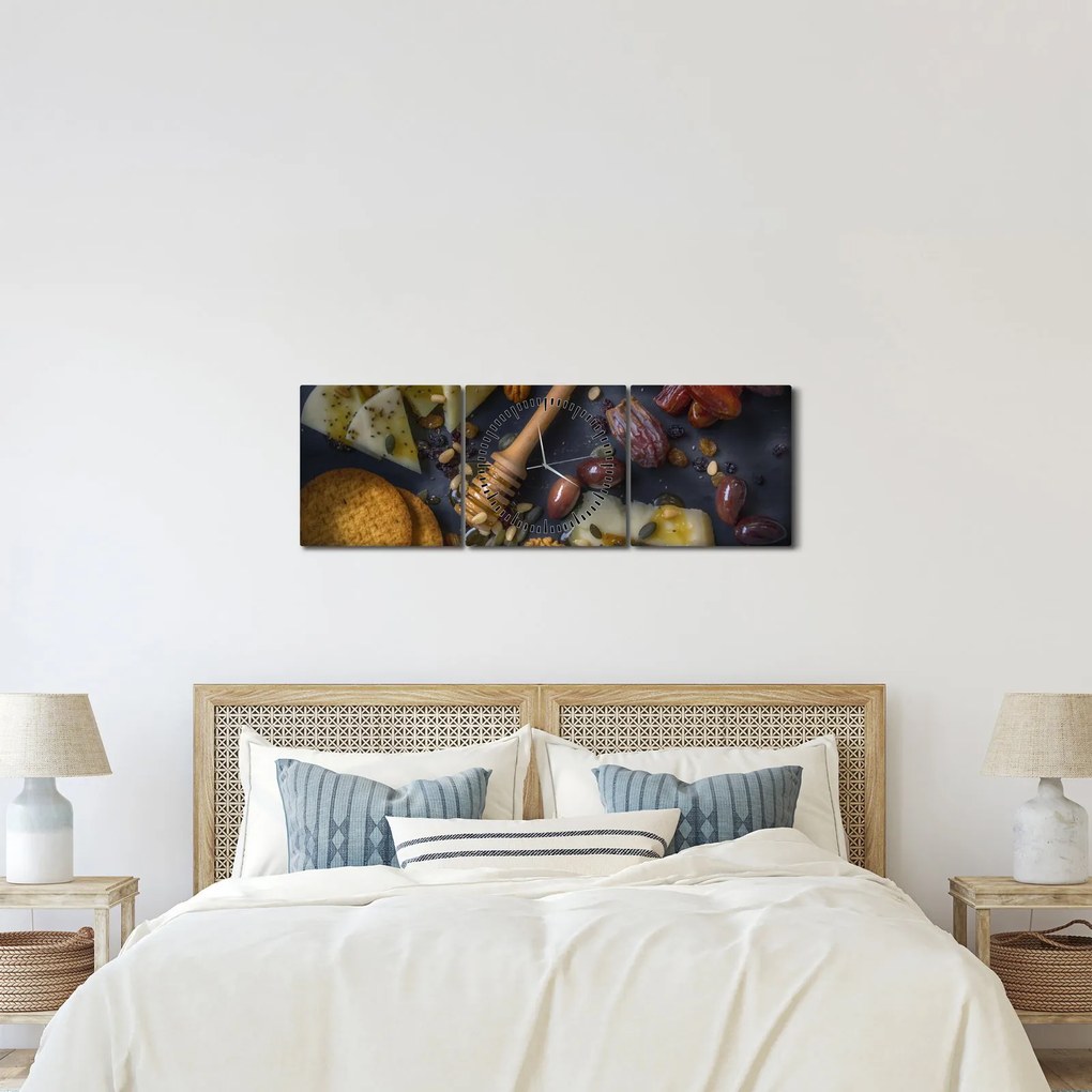 Obraz so sušeným ovocím (s hodinami) (90x30 cm)