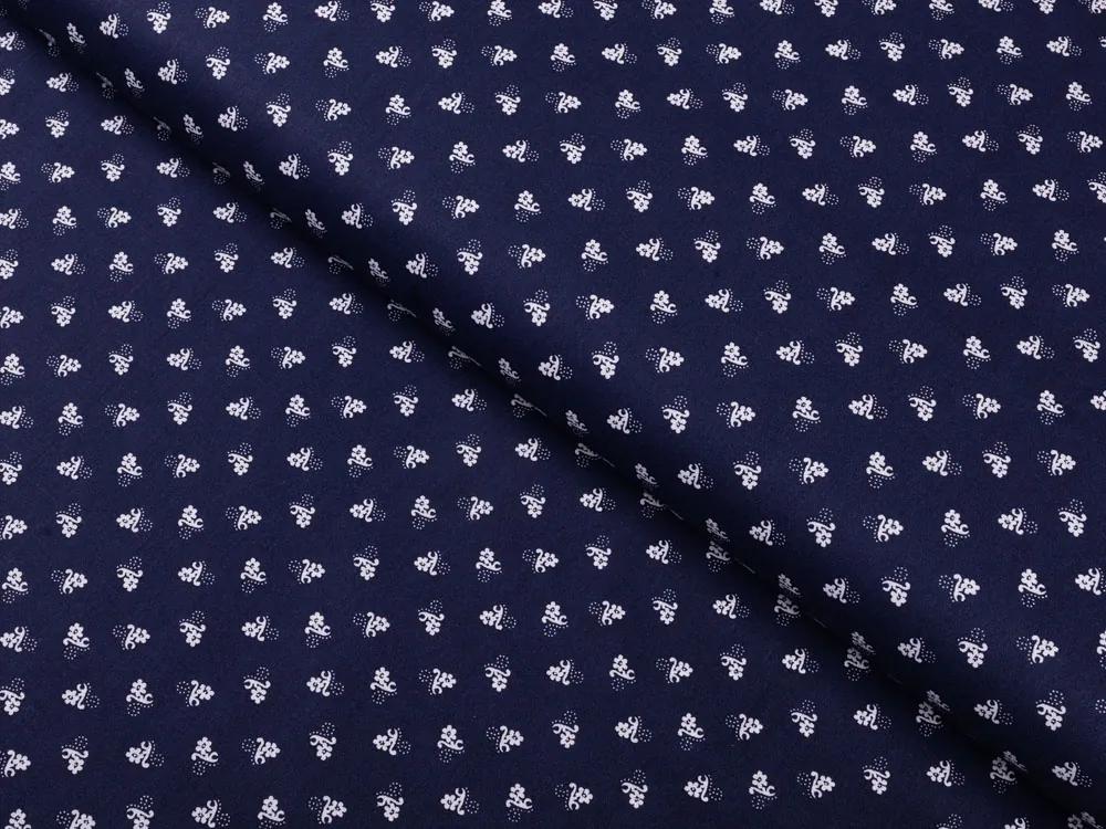 Biante Detské bavlnené posteľné obliečky do postieľky Sandra SA-353 Drobné kytičky na tmavo modrom Do postieľky 100x135 a 40x60 cm