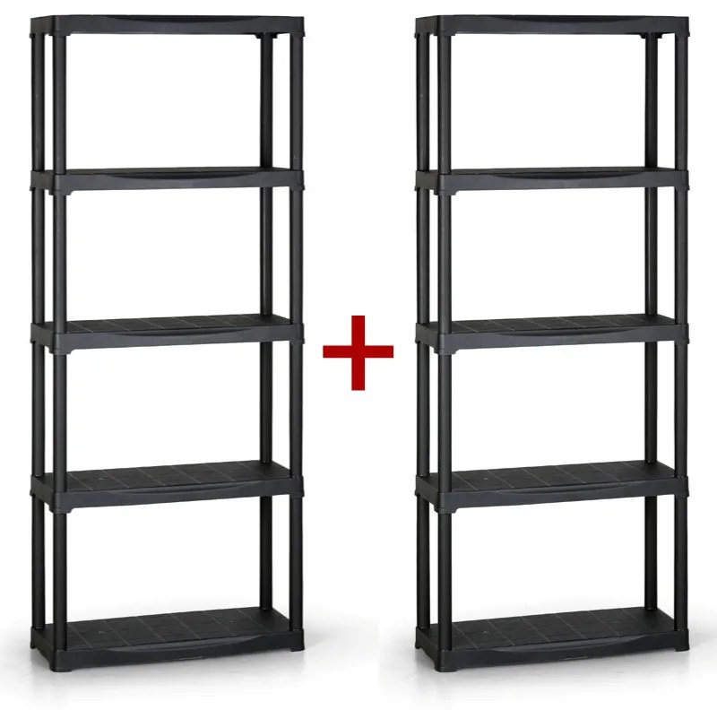 Plastový regál TEMPO 1+1 ZADARMO, 1740x700x300 mm, 5 políc