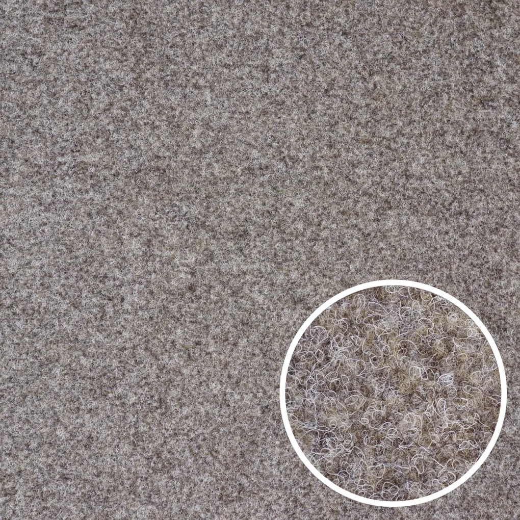 Metrážny koberec Santana 12 piesková s podkladom gél, záťažový, na mieru, šíře 4m, béžová, guma (gél - protišmykový), chodba / predsieň, Vebe