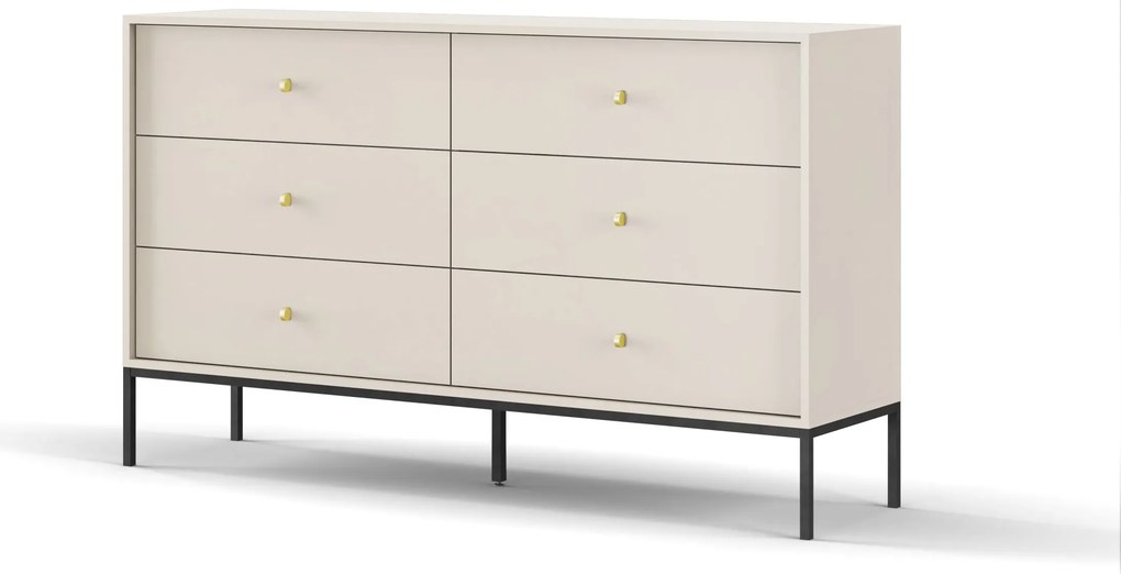 Komoda Mono II 154 cm so zásuvkami béžová/čierna
