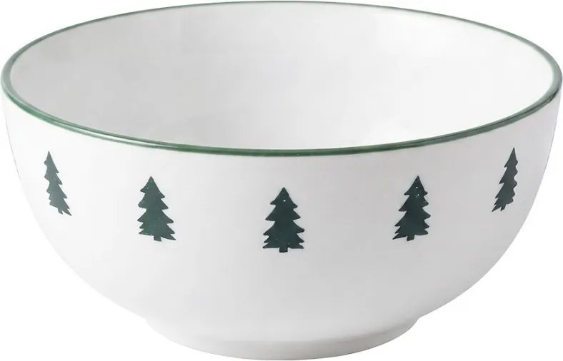 Biela keramická miska so stromčekmi - Ø 16*7 cm / 500 ml
