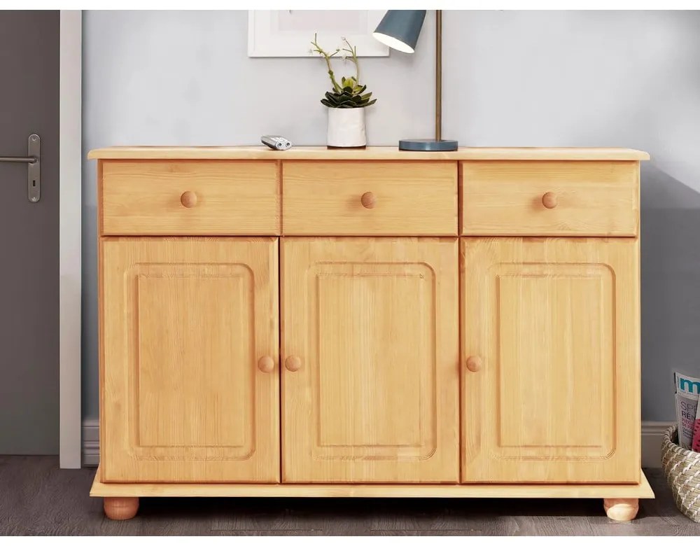 Nízka komoda z borovicového dreva v prírodnej farbe 116x76 cm Ella – Støraa