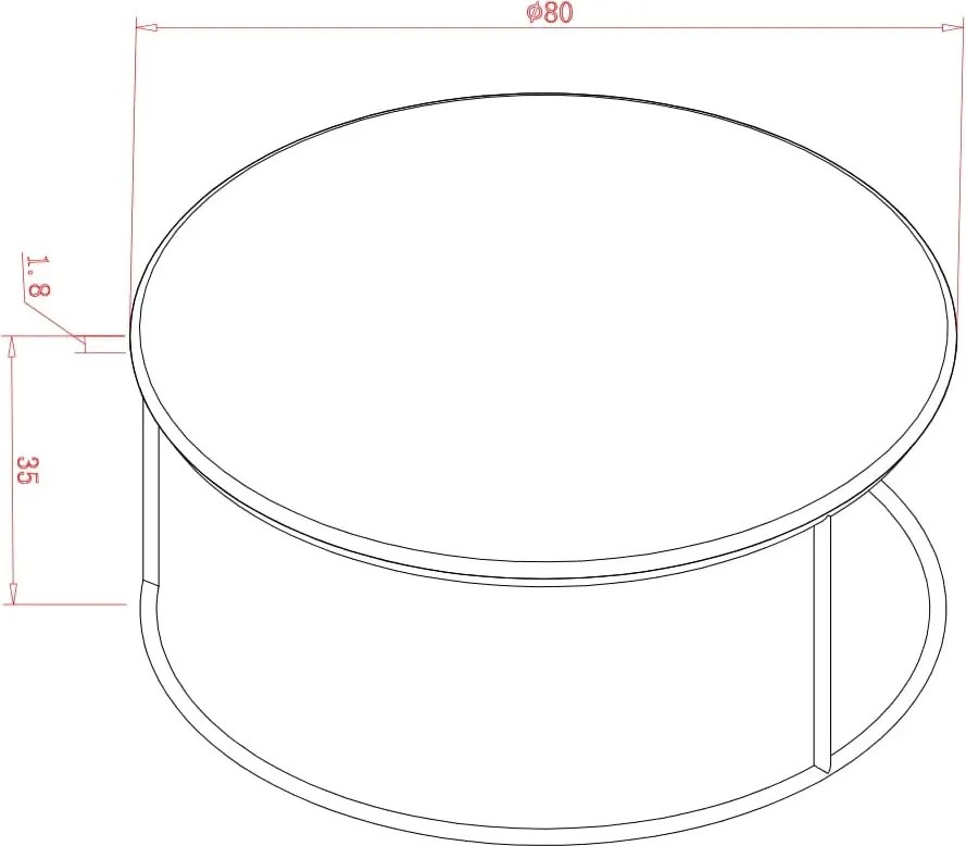 Konferenčný stolík Rose Hill 80 cm zelený/zlatý
