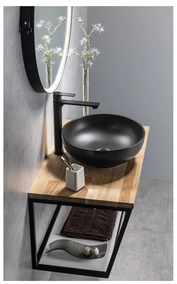 Matne čierna stojančeková umývadlová batéria Pax – Sapho