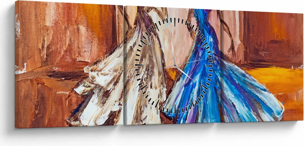 Obraz - Tanečnica, olejomaľba (s hodinami) (90x30 cm)