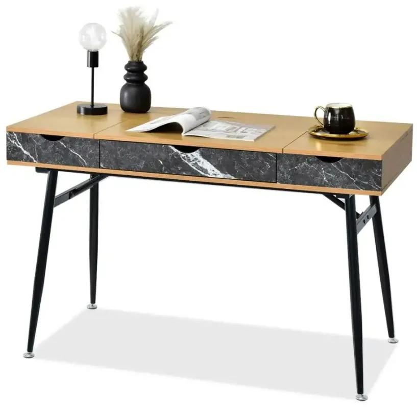 Písací stôl BRUCE dub + čierny mramor