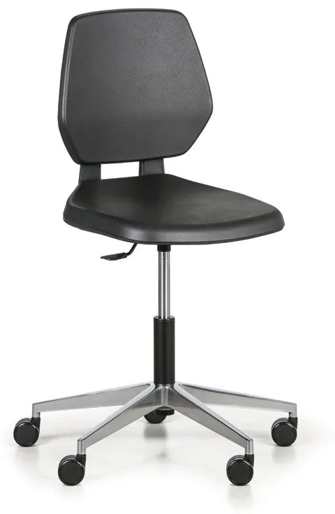 Pracovná stolička ALLOY PU, nízka, na kolieskach, čierna