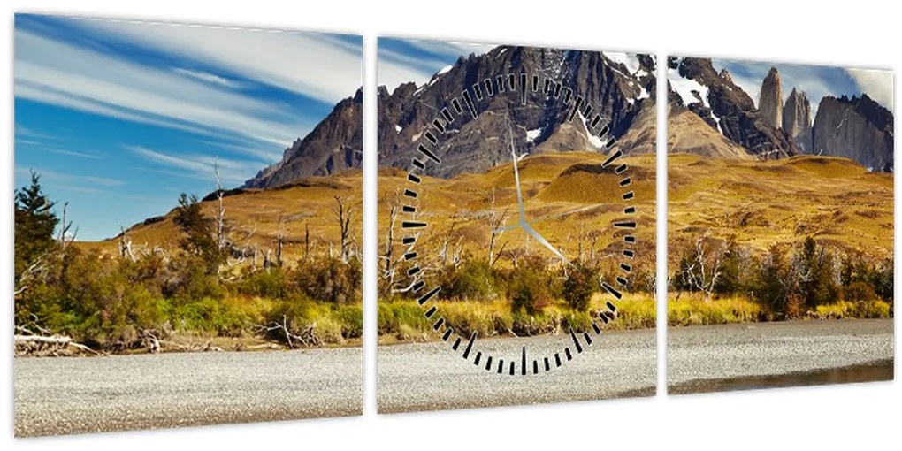 Obraz - Národný park Torres del Paine (s hodinami) (90x30 cm)