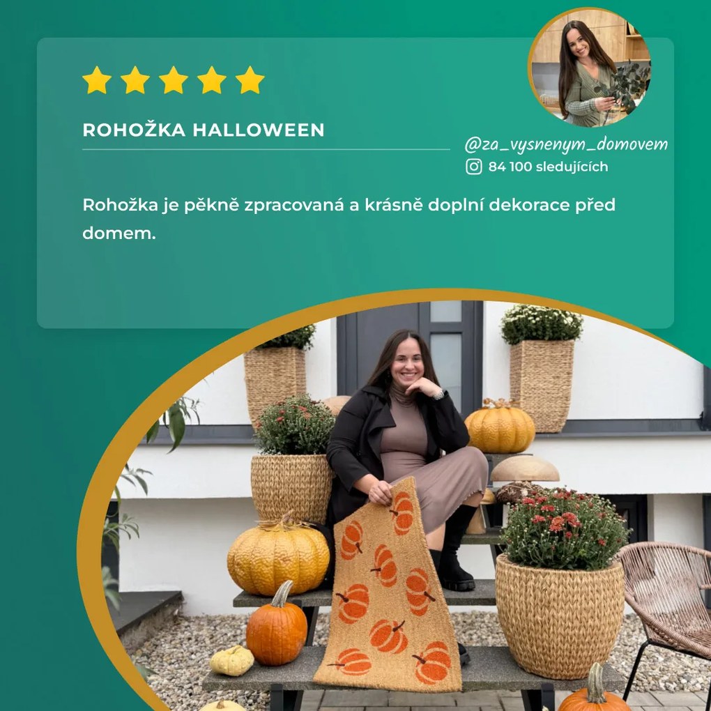 Hanse Home, Rohožka Halloween oranžové tekvice 105677 – na von aj na doma, 45x75, oranžová, chodba / predsieň