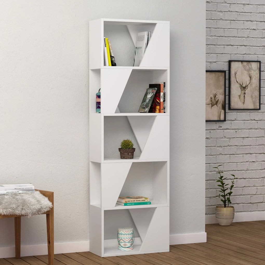 Moderná knižnica Houseland FRAME biela