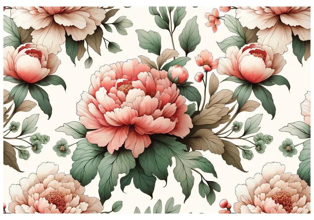 Tapeta romantické ružové pivonky