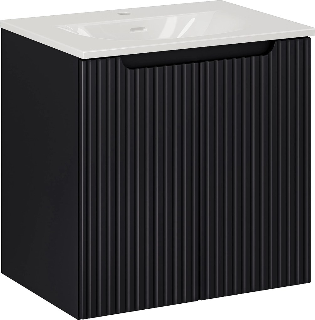 Comad Kúpeľňová skrinka s keramickým umývadlom Nova Black II 60 cm - čierna mat