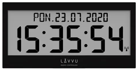 Čierne digitálne hodiny s češtinou LAVVU MODIG riadené rádiovým signálom LCX0011