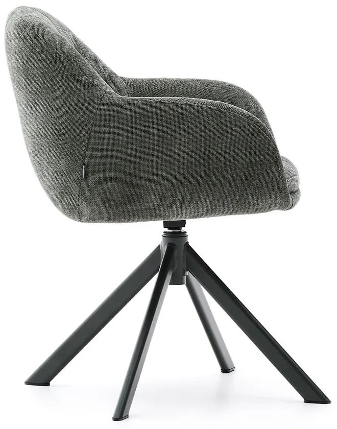 Tmavozelené čalúnené jedálenské kreslo s podrúčkami Dorina – Kave Home