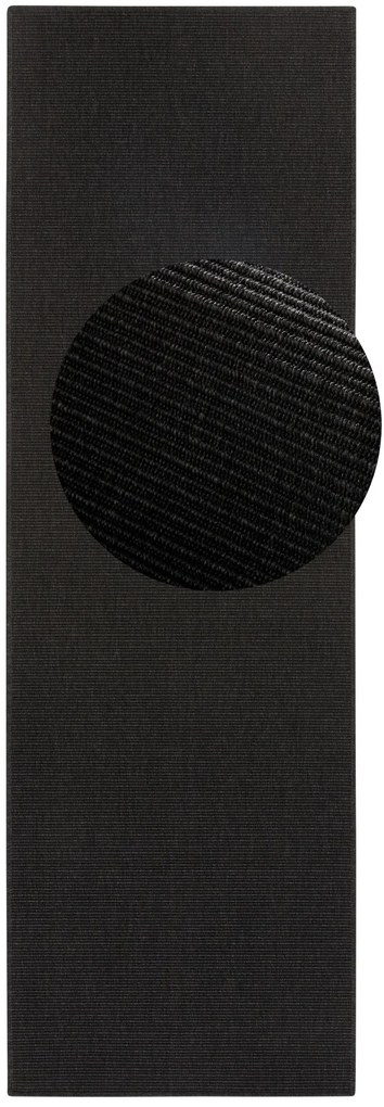 BT Carpet - Hanse Home koberce Behúň Nature 103534 Black – na von aj na doma - 80x450 cm