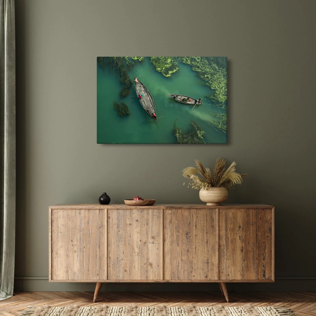 Obraz - Rybári na rieke (90x60 cm)