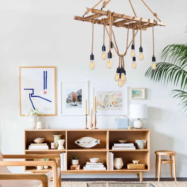 Luster na lanku EREBOS 12xE27/40W/230V hnedý