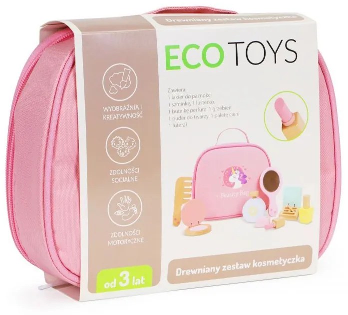 ECOTOYS Sada detskej drevenej kozmetiky s taškou UNICORN