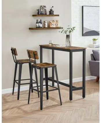 Sada 2 ks barových židlí Vasagle Kori hnědá/černá