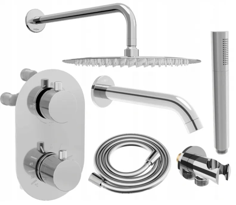 Mexen Kai DR70 podomietková vaňová a sprchová súprava s dažďovou sprchou 25 cm, chrómová, 77602DR70251-00