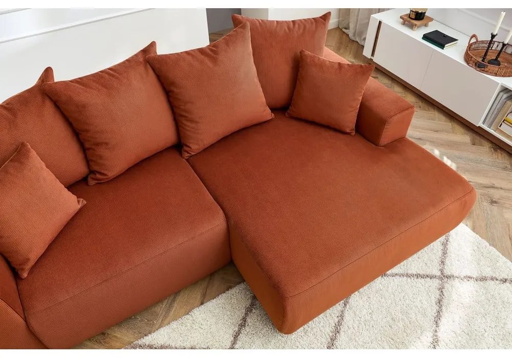 Oranžová zamatová rohová pohovka Enjoy – Bobochic Paris
