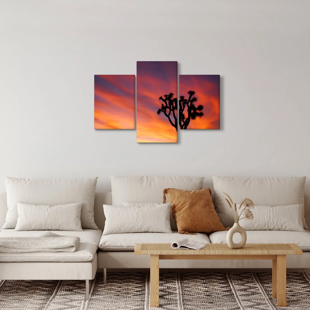 Obraz západu slnka nad siluetou stromu (90x60 cm)
