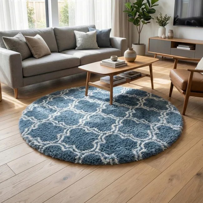 Protišmykový koberec DECOR strieborný kruh