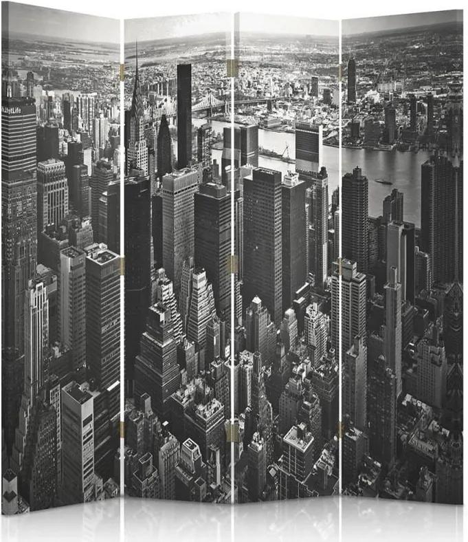 CARO Paraván - Manhattan | štvordielny | obojstranný 145x180 cm