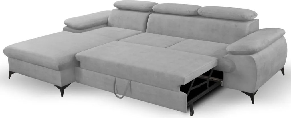 Rohová sedacia súprava Scala, svetlo šedá látka, ľavý roh