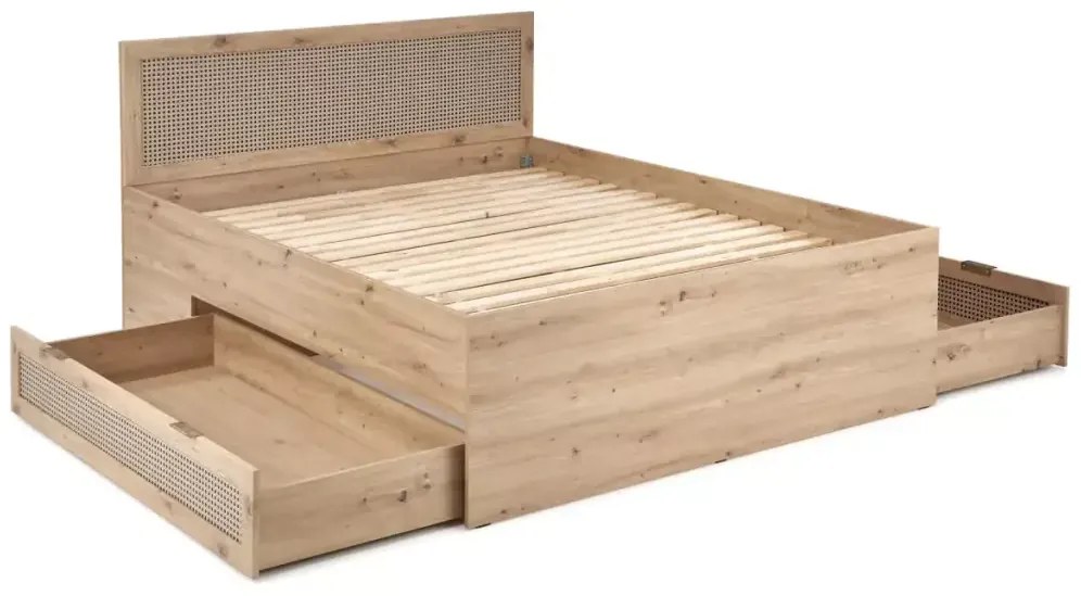 Dvoulůžková postel Borneo K 160x200 s šuplíky dub artisan/černá