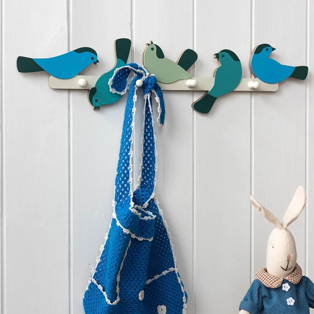 Modrý nástenný vešiak Garden Bird - Rex London