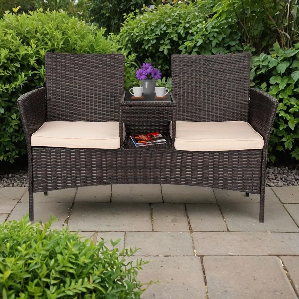 Záhradná lavica z technoratanu CORDOBA hnedá