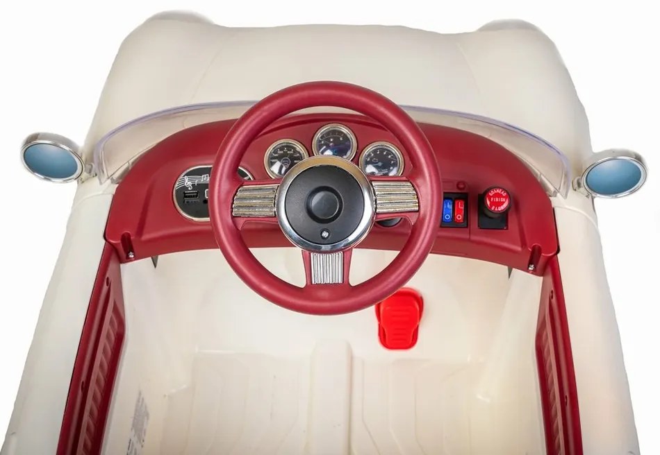 Baby Mix Detské elektrické autíčko Retro Pearl, biela