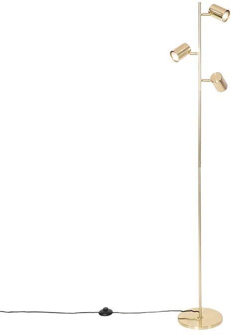 Moderná stojaca lampa mosadz 3-svetlo - Jeana