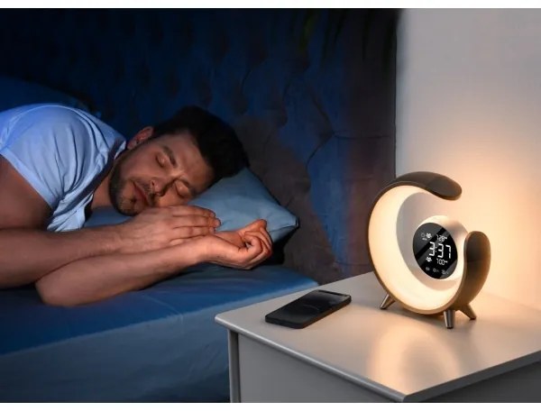 Immax 08981L- LED RGBW stmievateľná stolná lampa s budíkom PEACOCK LED/20W/5V US