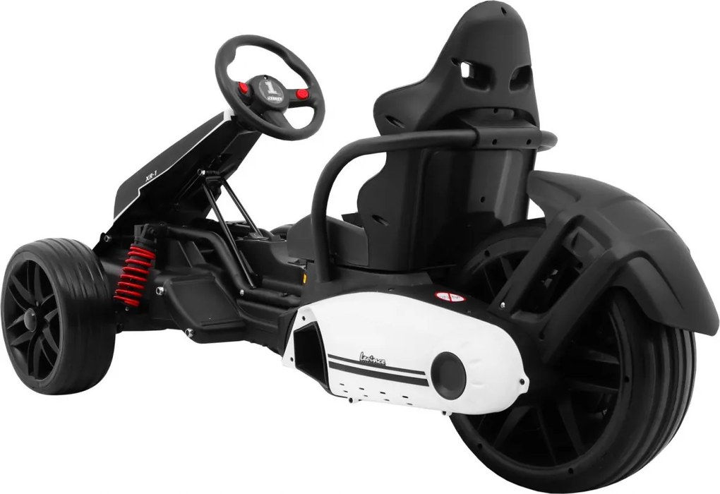 Ramiz Detská motokára na batérie Bolid XR-1 biela + nastaviteľné riadidlá + tvarované sedadlo