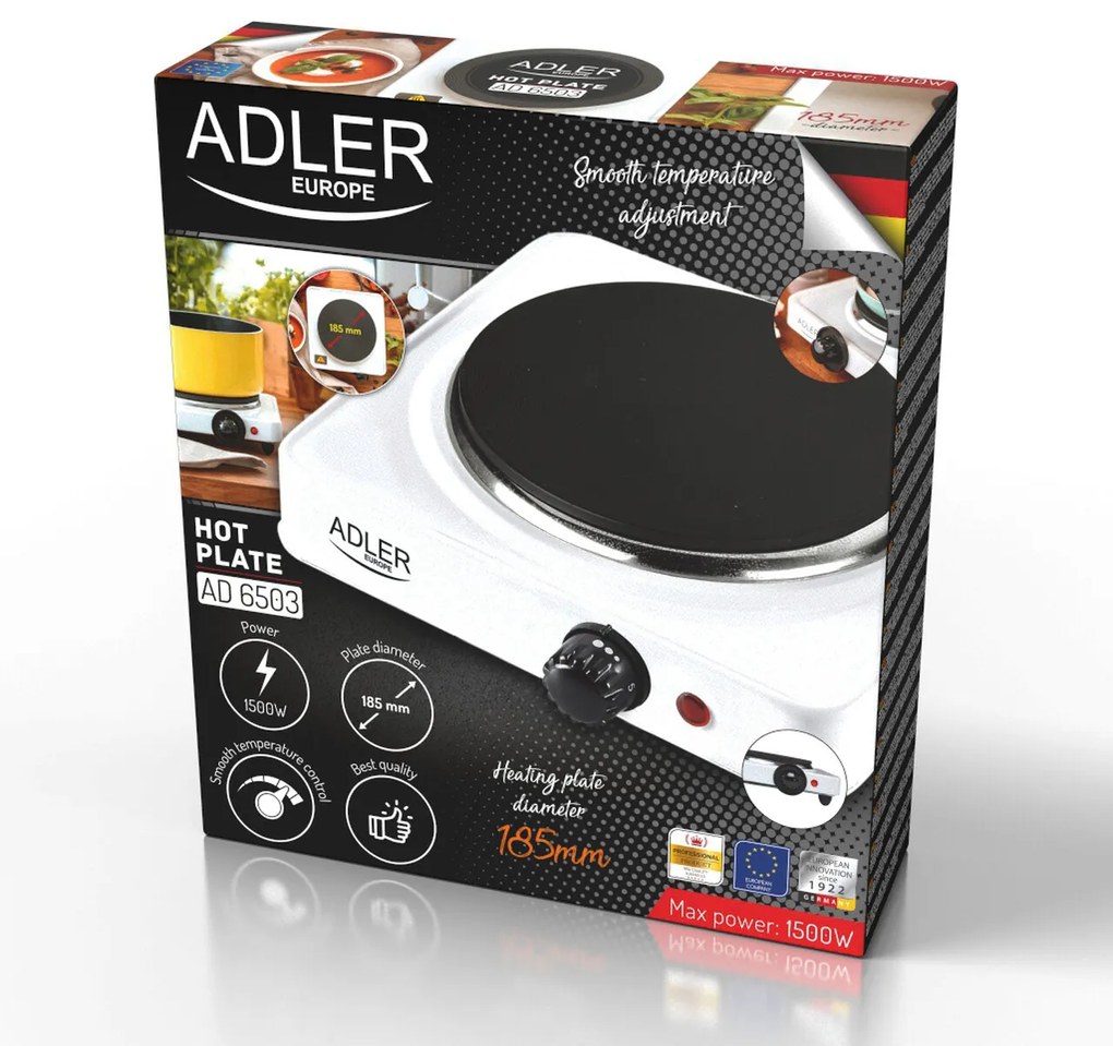 IKO Adler AD 6503 Cestovný elektrický varič s jedným horákom 1500W varná doska
