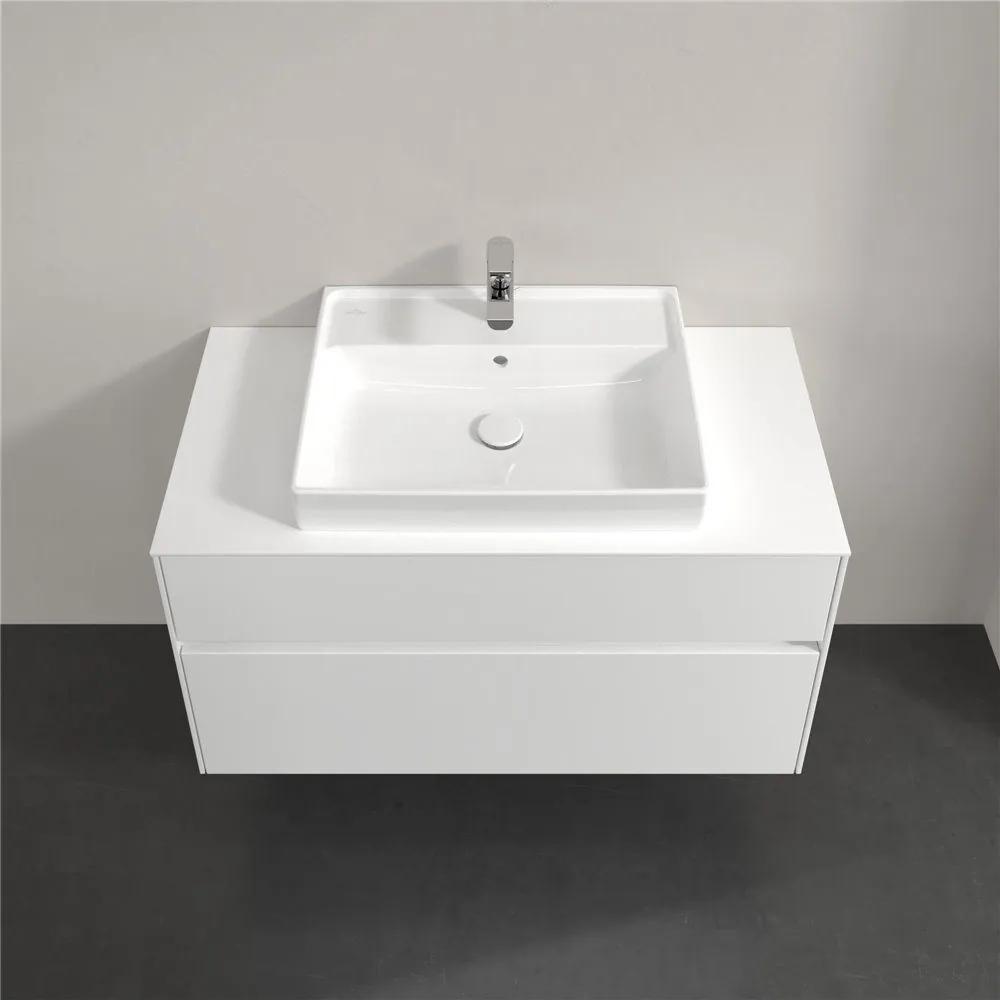 VILLEROY &amp; BOCH Collaro závesná skrinka pod umývadlo na dosku (umývadlo v strede), 2 zásuvky, 1000 x 500 x 548 mm, White Matt, C01900MS