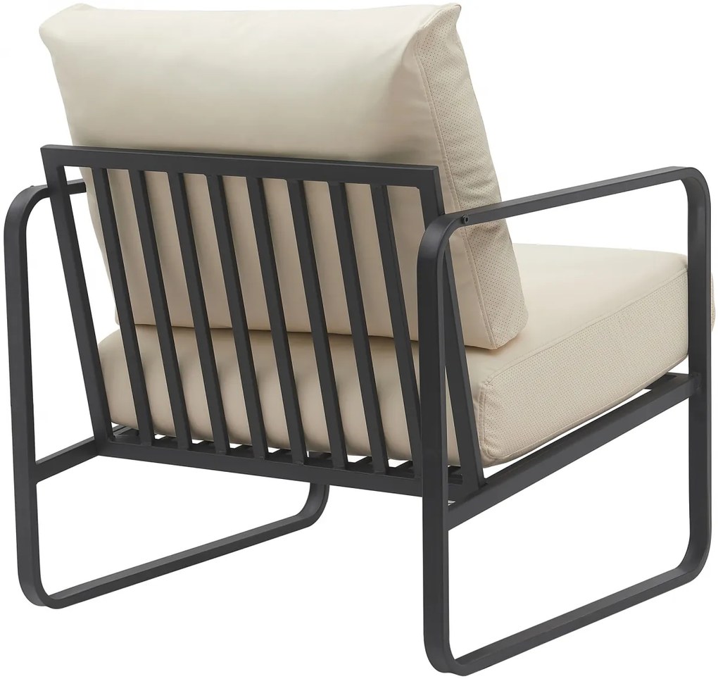 Design-Shop Kreslo Manea - koženka / kov - Krémová