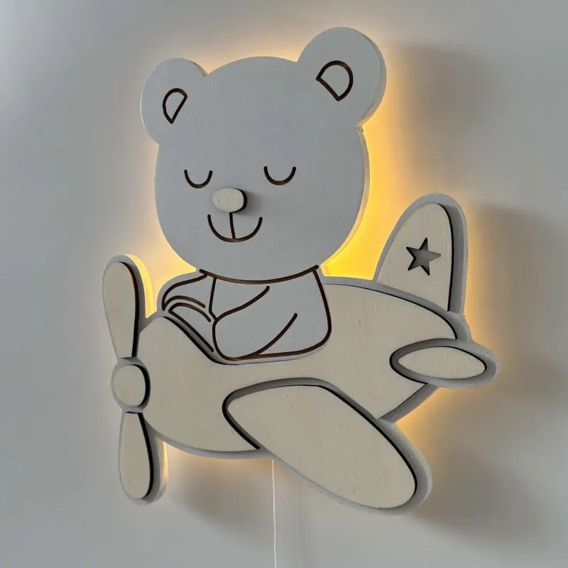 LED lampa Medveď v lietadle – Detské nočné svetlo na stenu | SENTOP LED0592