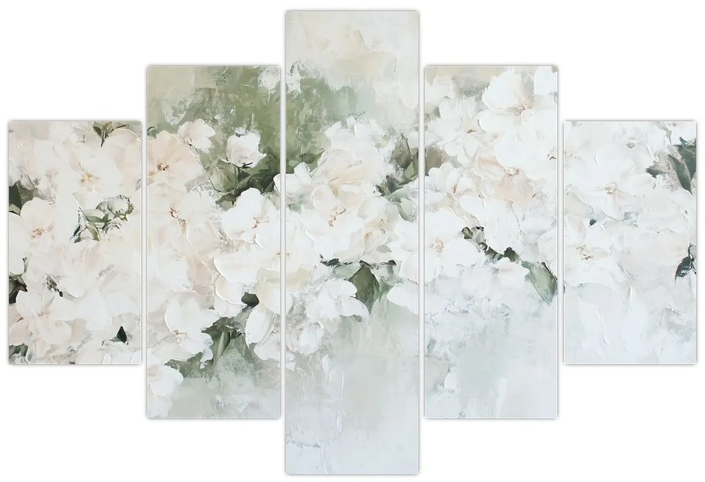 Obraz - Abstrakcia bielych kvetov (150x105 cm)